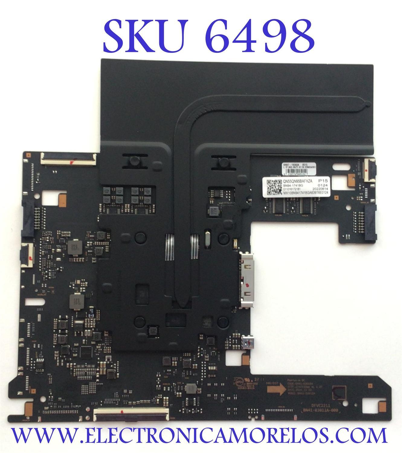 MAIN PARA TV SAMSUNG / NUMERO DE PARTE BN94-17418G / BN41-03012A / BN97-19360A / BN9417418G / 17418G / NUMERO DE PANEL CY-TB055RLHV2H / DISPLAY ST5461D20-1 /  MODELO QN55QN95BAFXZA CB02